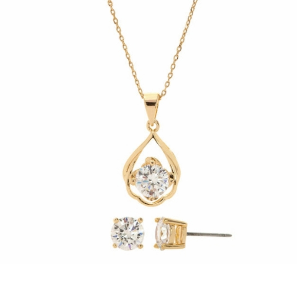 Beautiful Diamond Pendant Necklace and Earring Set